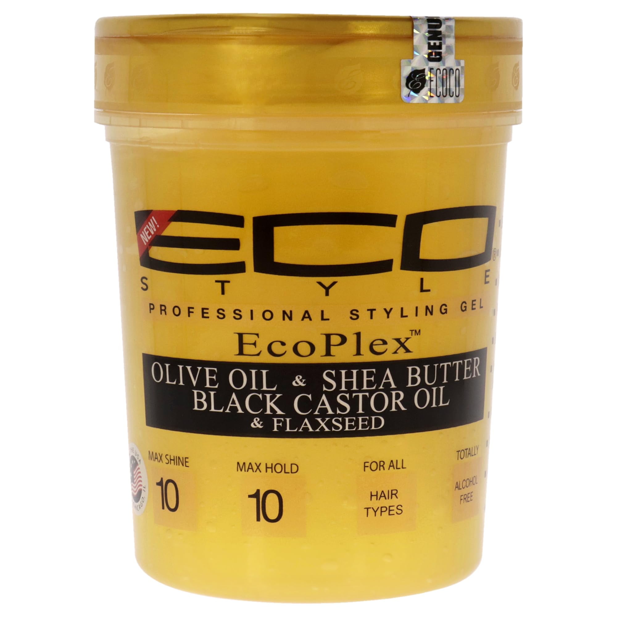 Eco Style Gel - Olive Oil And Shea Butter Black Castor Oil And Flaxseed - Superior Hold And Healthy Shine - Helps Moisturize Scalp - Repairs Damaged Follicles - Promotes Hair Growth - 32 Oz C30