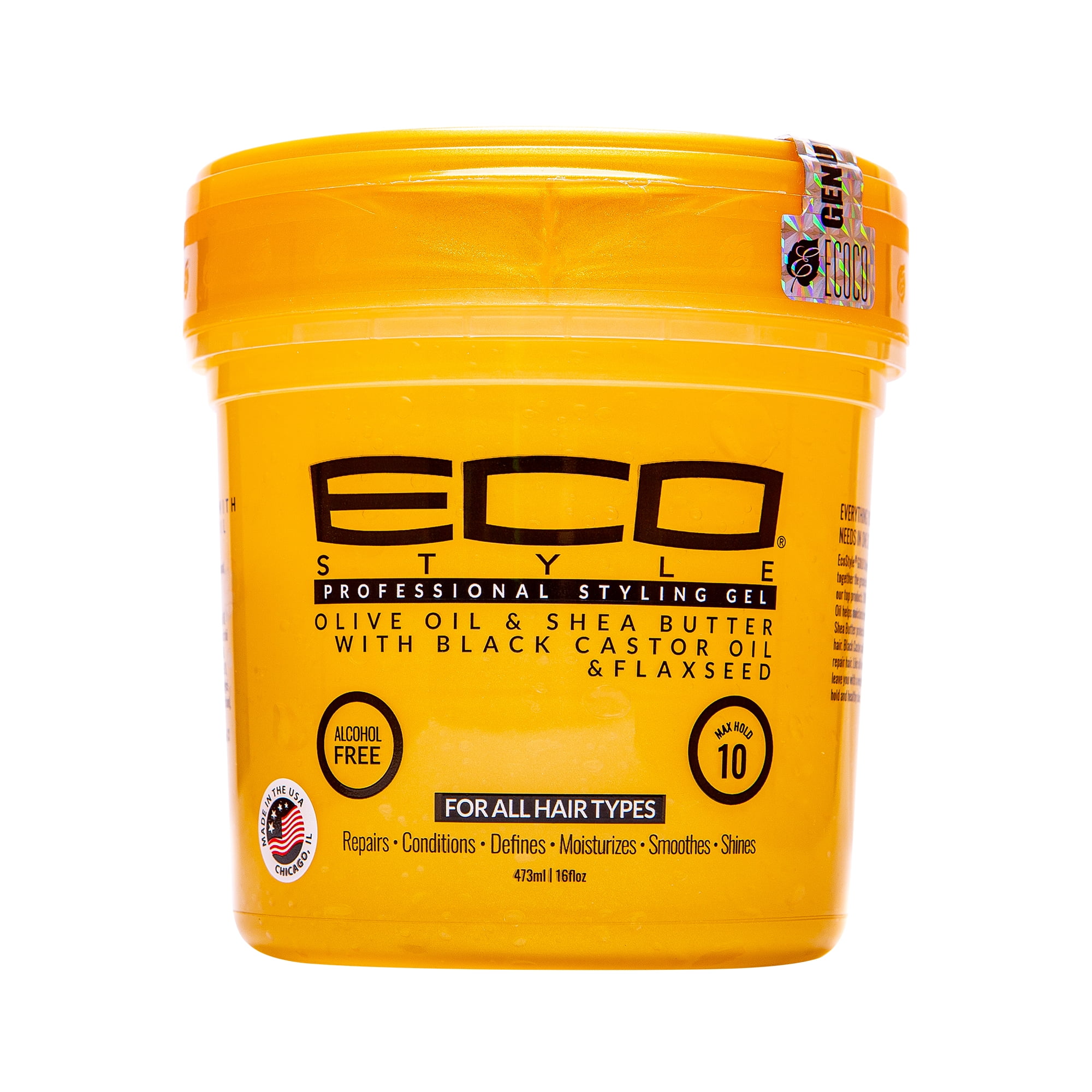 Eco Style Gold Styling Gel with Olive Oil, Maximum Hold, Moisturizing, 16 oz., Unisex