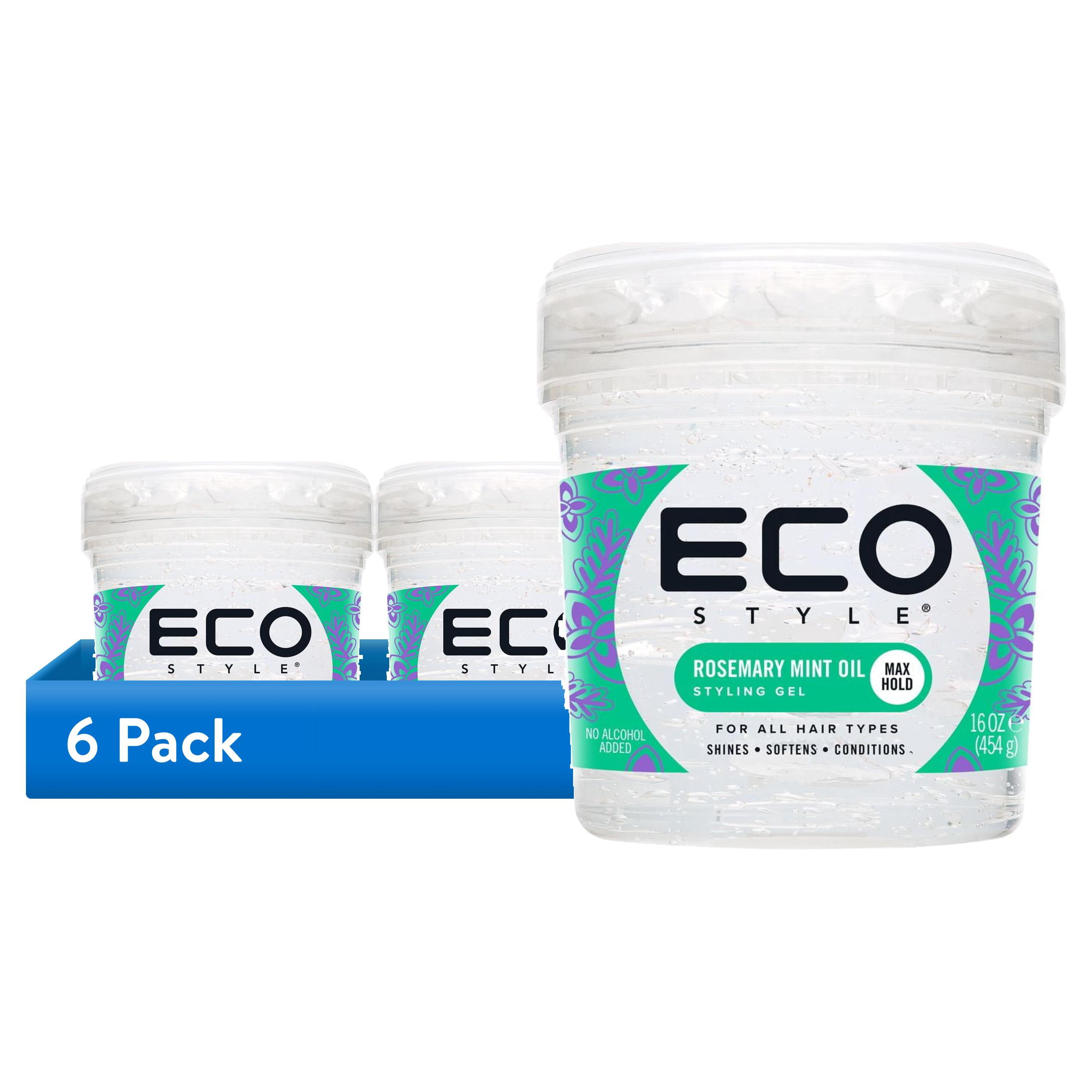 (6 pack) Eco Style Rosemary Mint Oil Gel16oz, Softens, Shine Enhancing, Unisex