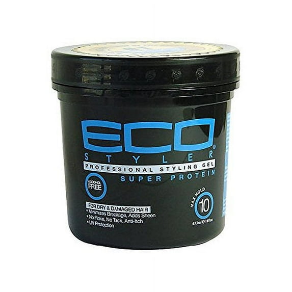 Eco Style Styling Gel Super Protein, Black, 16 oz, 2 Pack