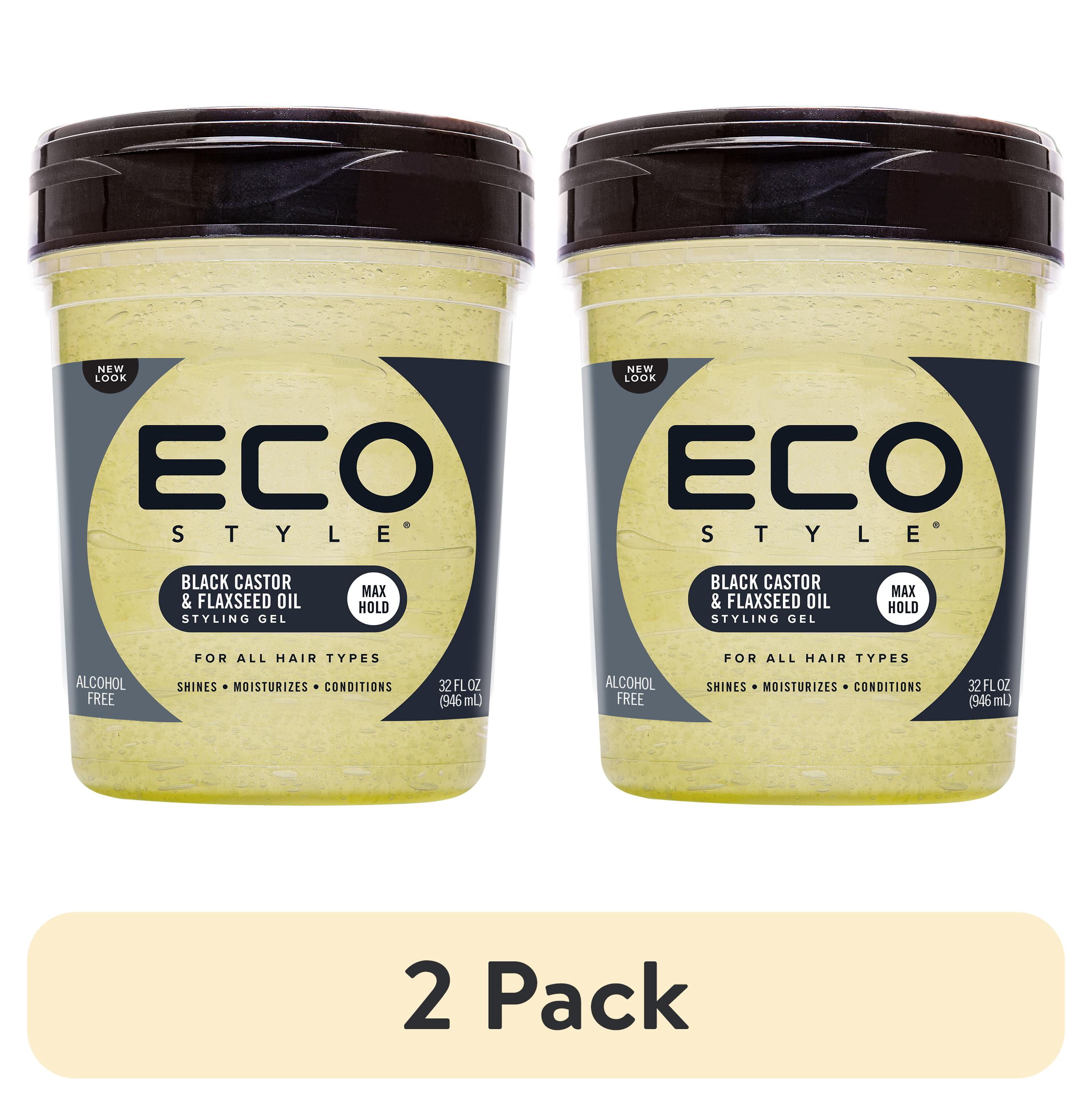 (2 pack) Eco Styler Black Castor & Flaxseed Oil Hair Styling Gel, 32 oz