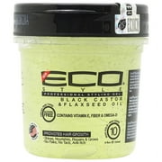 Eco Styling Gel Black Castor Flax Seed Oil 8 oz, Pack of 3