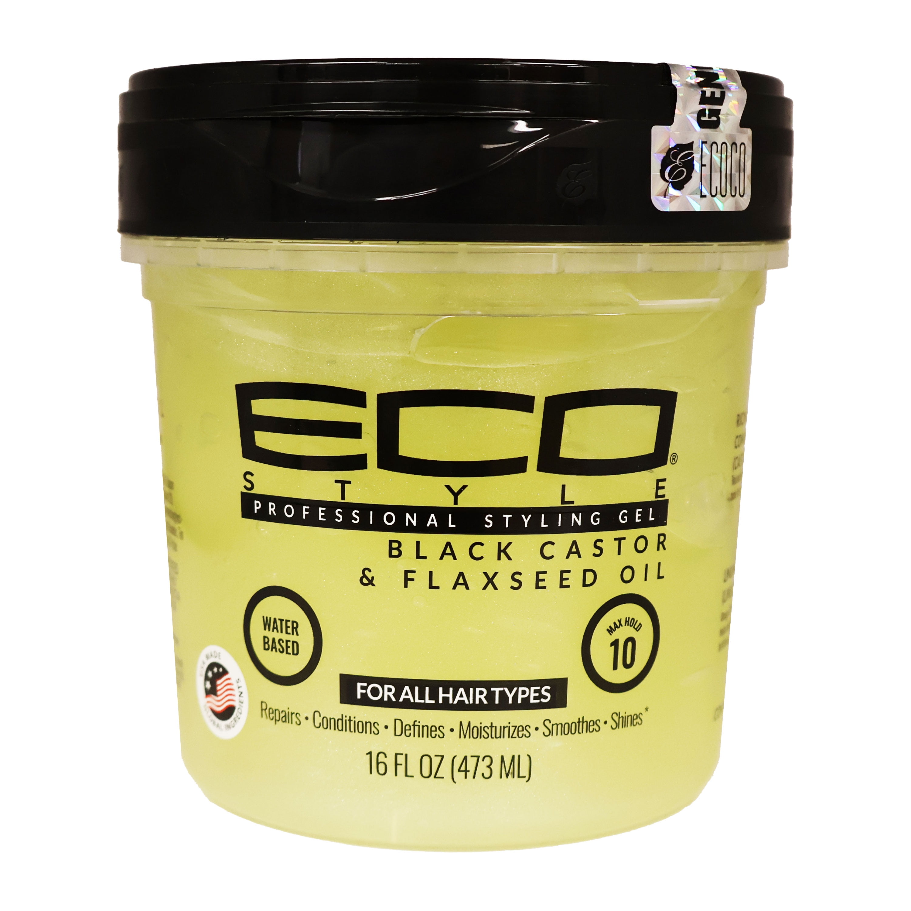 Eco Styling Gel Black Castor and Flax Seed Oil 16 Oz., Pack of 3