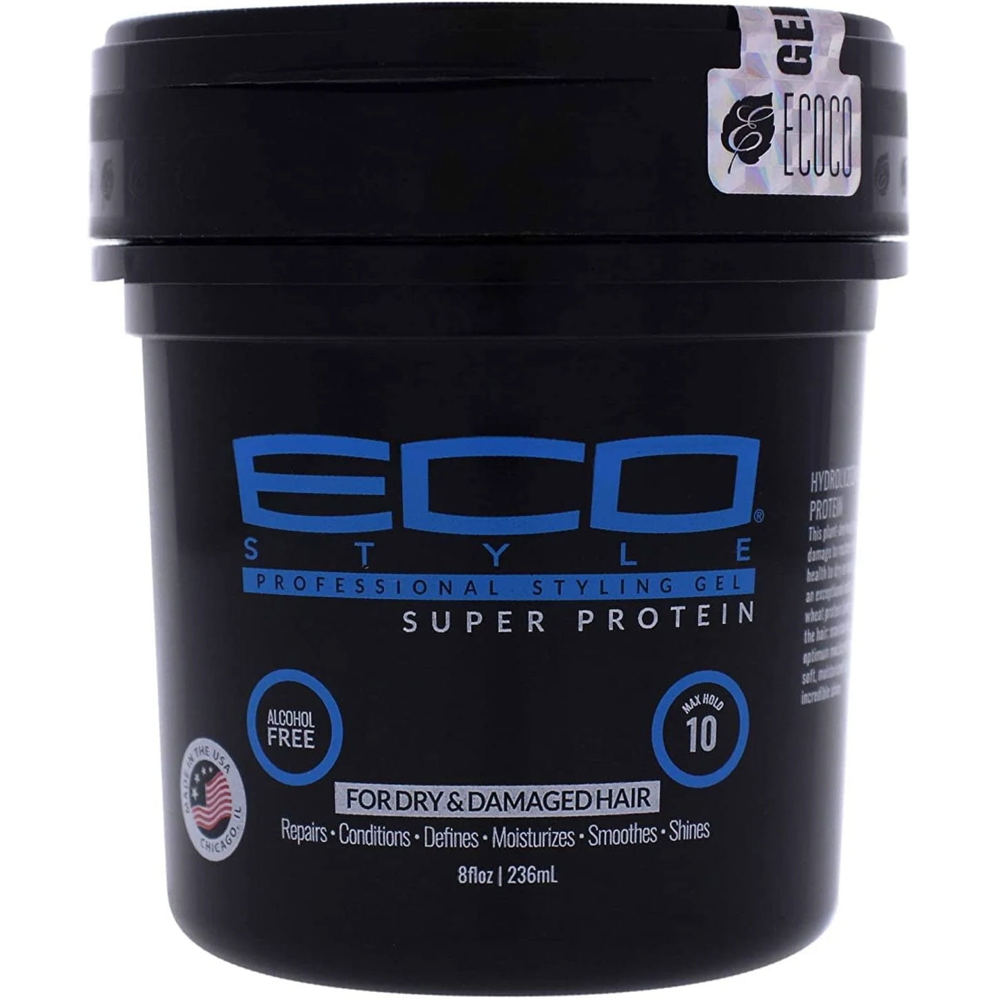 Eco Styling Gel Black Super Protein, Black, 16 Oz., Pack of 3