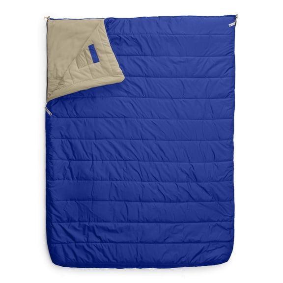 The North Face Eco Trail Bed Double 20F / -7C Camping Sleeping Bag, TNF Blue/Twill Beige, Long-Left Hand