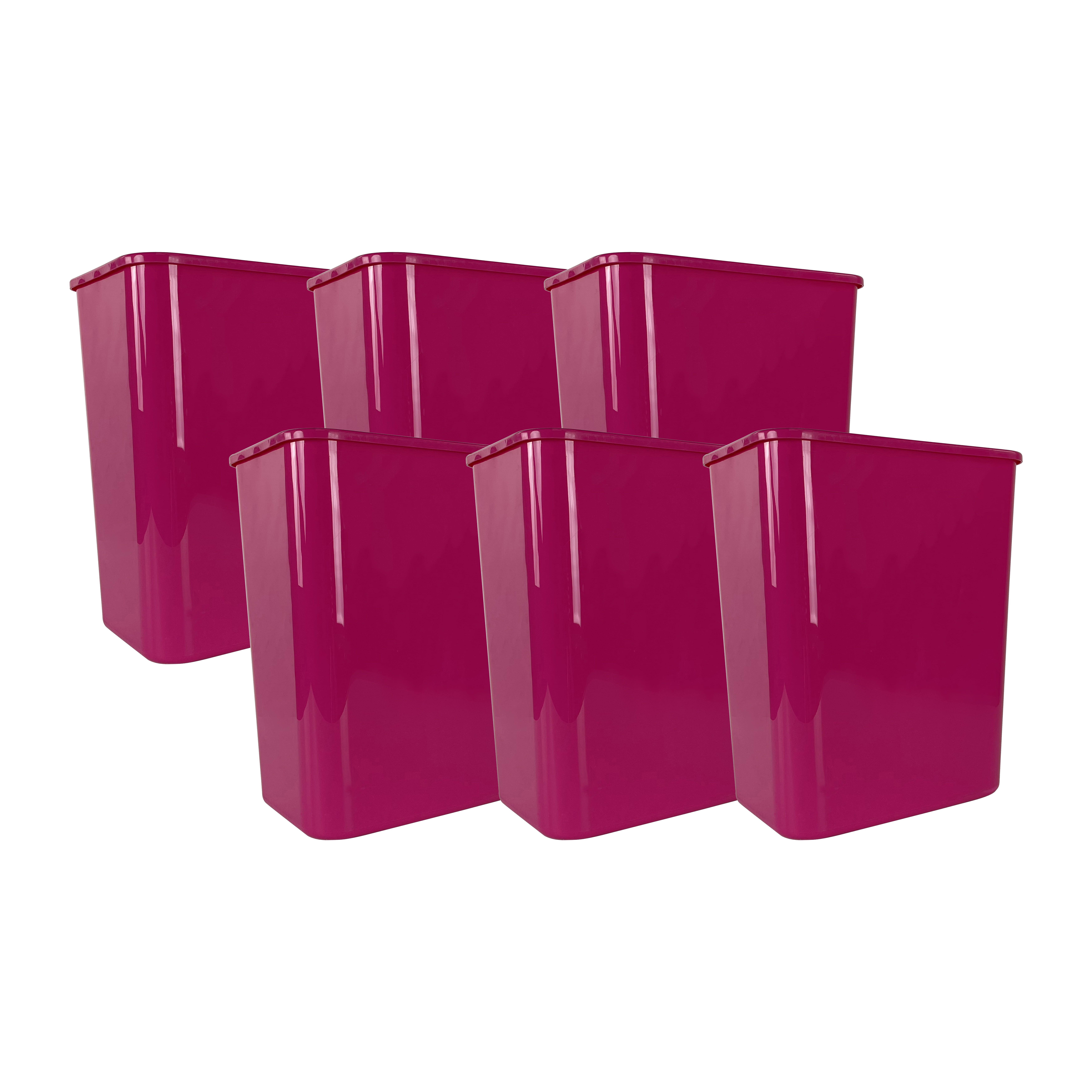 Eco Tech 5.5 gal Plastic Open Top Kitchen Trash Can, 6 Pack, Pink