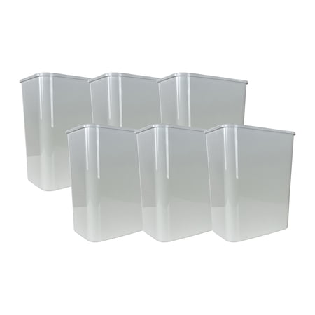Eco Tech 5.5 gal Plastic Open Top Kitchen Trash Can, 6 Pack, White