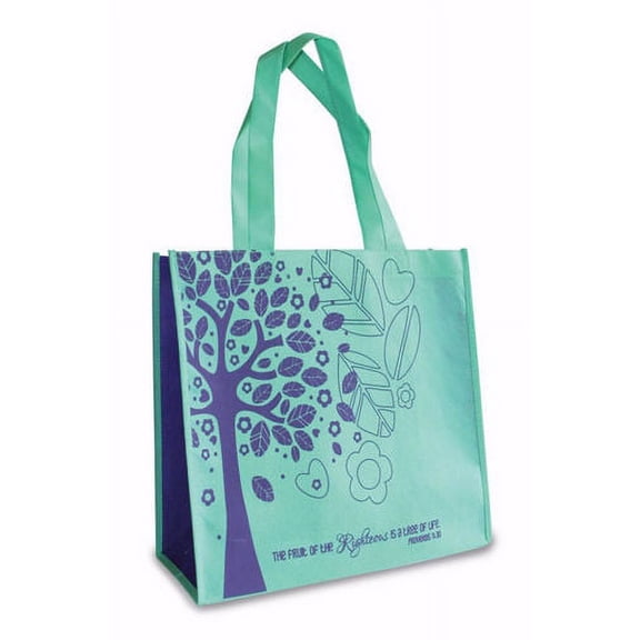 Teal Eco Tote Bag - Proverbs 11:30 "Tree Of Life"