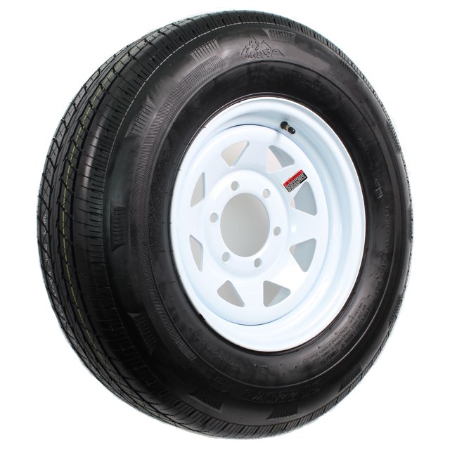 Eco Trailer Tire On Rim ST225/75D15 15 in. Load D 6 Lug White Spoke