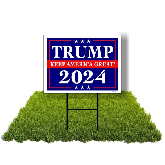 Eco Trump KEEP AMERICA GREAT 2024 1 Double Sided 12x16 in Yard Road Sign w/Stand
