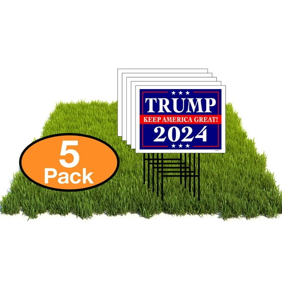 Eco Trump KEEP AMERICA GREAT 2024 5 Double Sided 12x16 in Yard Road Sign w/Stand