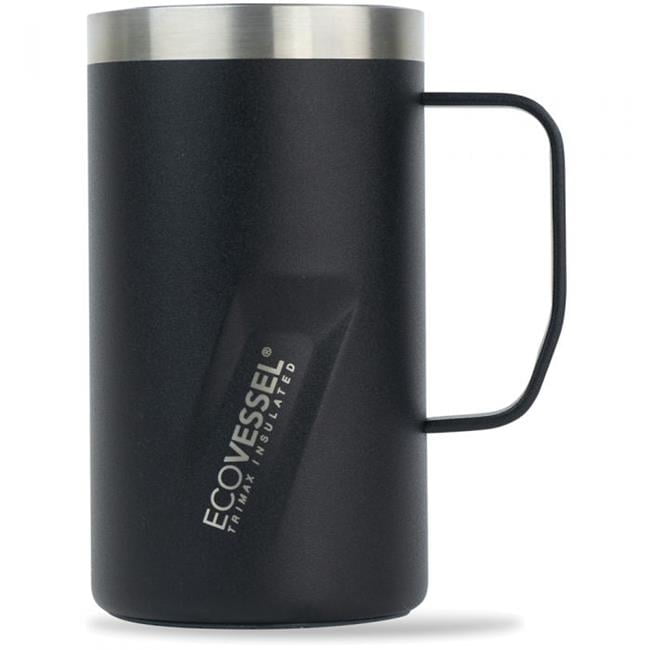 Black Stainless Steel Insulated Travel Mug with Handle, 16 oz