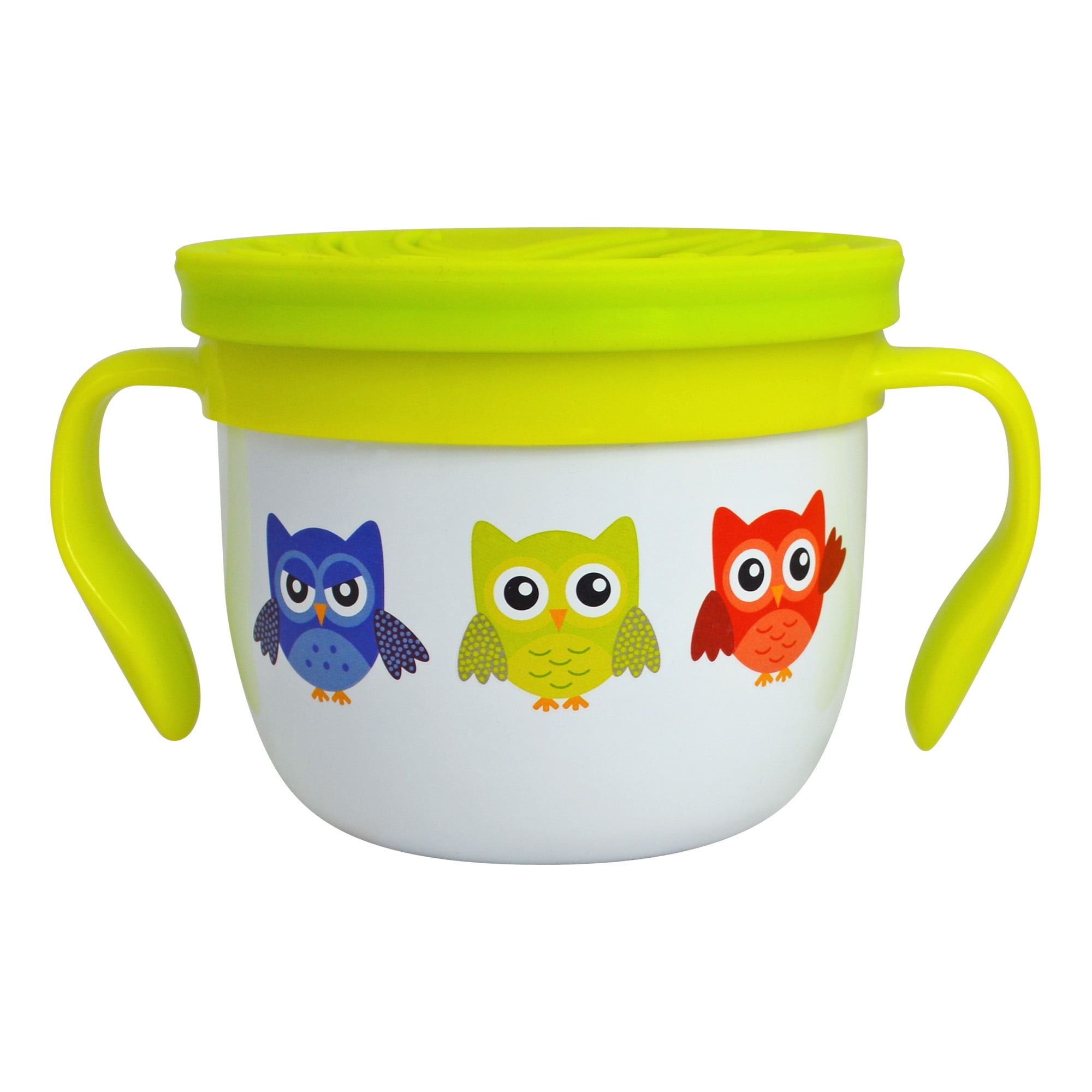 Eco Vessel GOBBLE N GO 16oz Stainless Steel Snack Cup w 2 Lids White w Owls