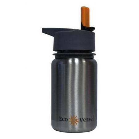 Eco Vessel Scout Kids Stainless Steel Water Bottle with Flip Straw (13-Ounce) (Silver Express)