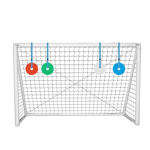 Eco Walker Shooting Target Discs Set of 4 Red Green White and Blue 6 inch with Adjustable Straps Hanging Goal Targets for Soccer Lacrosse Hockey and Multi-Sport Accuracy Training