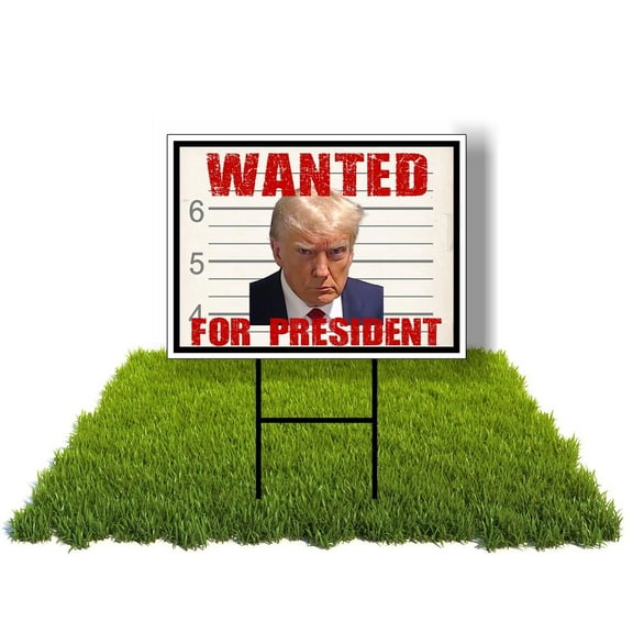 Eco Wanted For President Trump Republican 1 Double Sided 12x16 in Yard Road Sign w/Stand