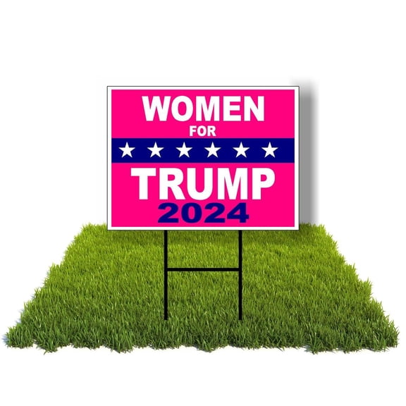 Eco Women for trump 2024 pink 1 Double Sided 12x16 in Yard Road Sign w/Stand