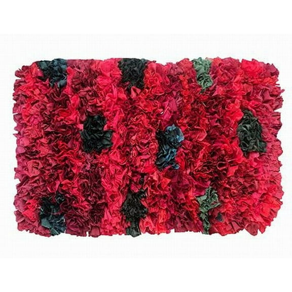 Eco World Rag Accent Throw Rug Loopy Shag Mat 20x30 Rich Red Polka Dot