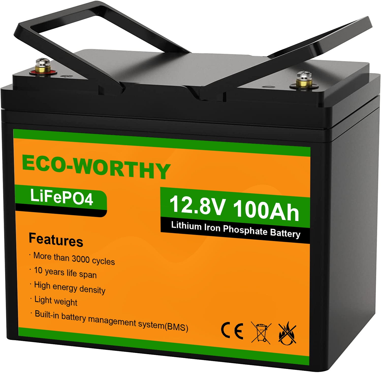 ECO-WORTHY Batería 12V Litio Batería LiFePO4 260Ah Fosfato de