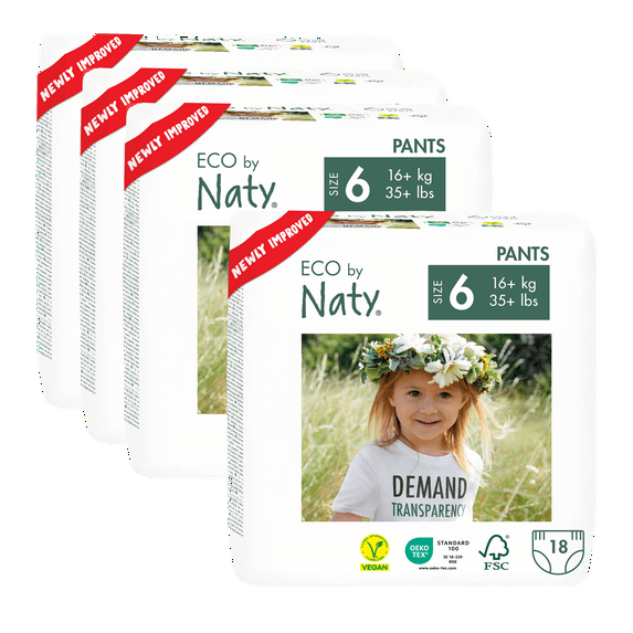 Eco by Naty Pull on Pants, Size 6, 72 Count