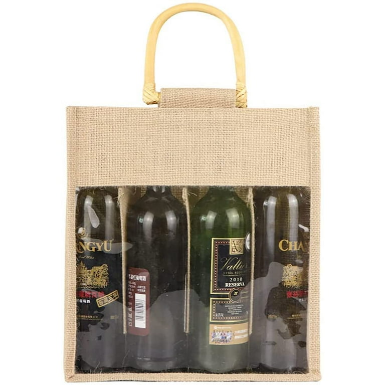 Burlap wine tote hot sale