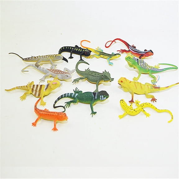 Eco-friendly Drop Bagged Lizard Model Toy 12 Painted Lizard Animal Model