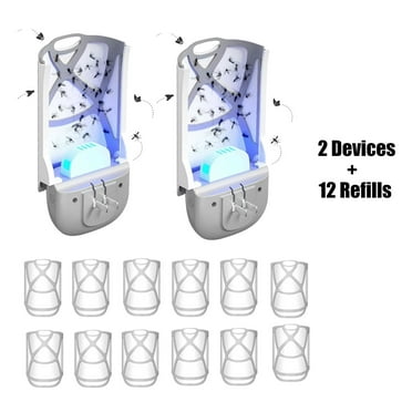 Eco - friendly Flying Insect Trap for Mosquito,Bug,Fruit Fly,Gnat Trap ( 2 Devices+12 pcs Refills)-Home USE
