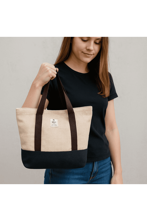 Eco-friendly Hemp Grocery Reusable Bag -White & Black