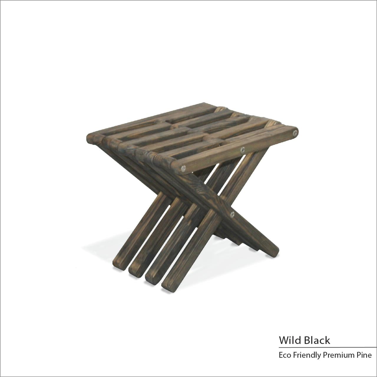 Wild Black Foldable Pine Wood Accent Stool