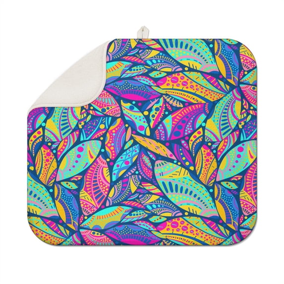 Eco-friendly bohemian kitchen drying mat 16x18 Inch featuring thick microfiber, fast drying, washable, and perfect for sustainable home use