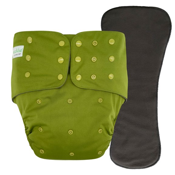 EcoAble Adult Pocket Cloth Diaper 2.0: Incontinence Protection Briefs with Insert (Large, Olive Green)