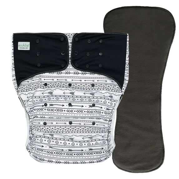 EcoAble Adult Pocket Cloth Diaper 2.0: Incontinence Protection Briefs with Insert (Medium, Black Arrow)
