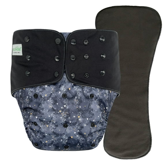 EcoAble Adult Pocket Cloth Diaper 2.0: Incontinence Protection Briefs with Insert (Medium, Black Lace)