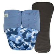 EcoAble Adult Pocket Cloth Diaper 2.0 Incontinence Protection Briefs with Insert Medium, Blue Camo