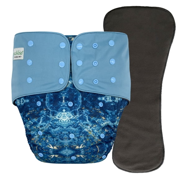 EcoAble Adult Pocket Cloth Diaper 2.0: Incontinence Protection Briefs with Insert (Medium, Marble)