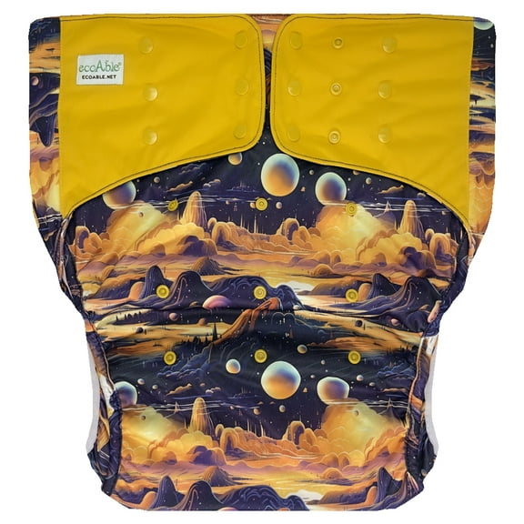 EcoAble Adult Pocket Cloth Diaper 2.0: Reusable Incontinence Protection Briefs (Small, Cosmic Realm)