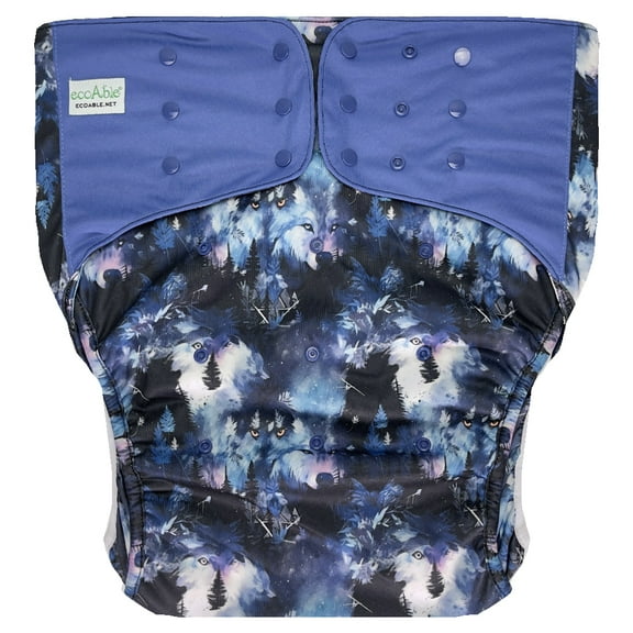 EcoAble Adult Pocket Cloth Diaper 2.0: Reusable Incontinence Protection Briefs (Small, Wolf)