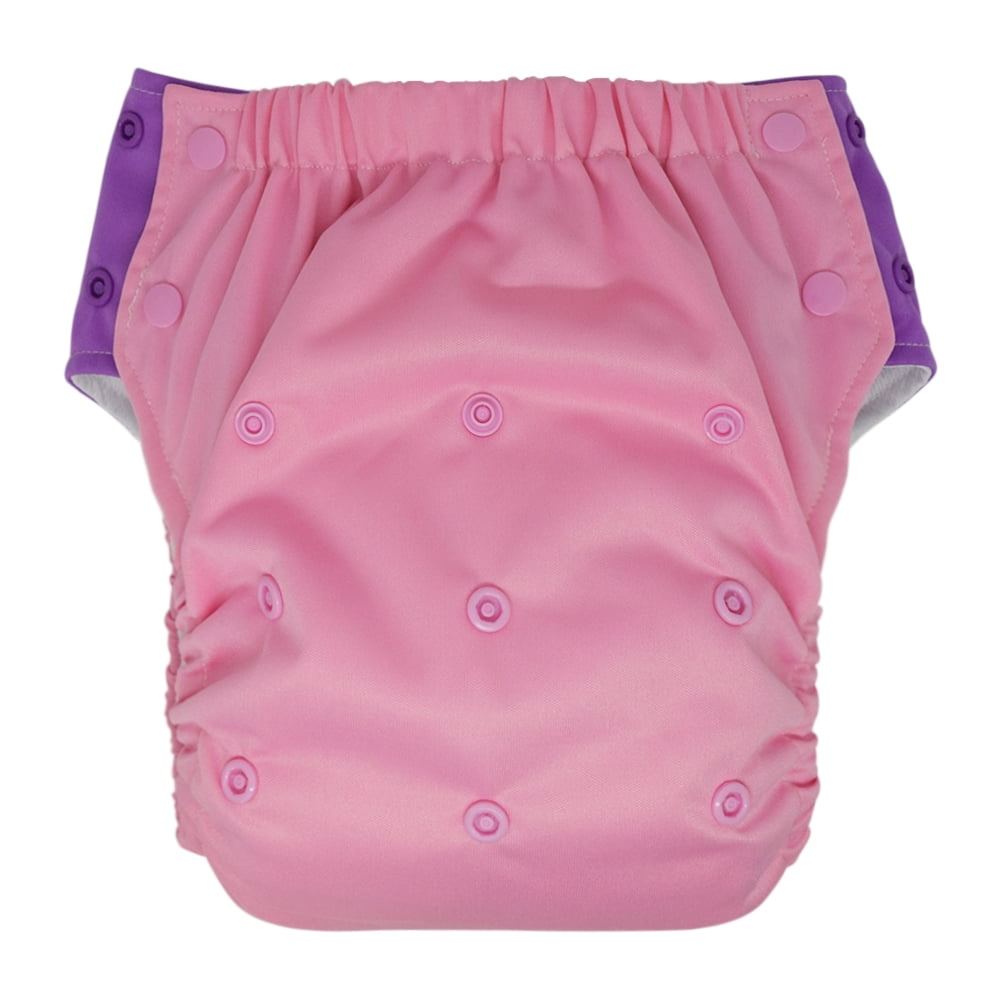 EcoAble Hybrid Cloth Diaper: Potty Training, Swim, Special Needs, PUL (Sz 2, Pink/Purple)