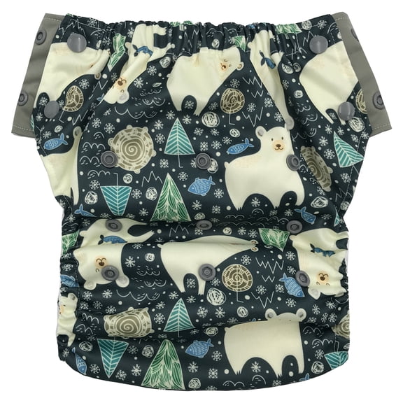 EcoAble Hybrid Cloth Diaper: Potty Training, Swim, Special Needs, PUL (Sz 3, Polar Bear)