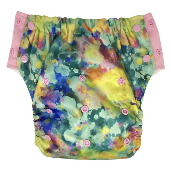 EcoAble Hybrid Cloth Diaper: Potty Training, Swim, Special Needs, PUL (Sz 3, Stained Glass)