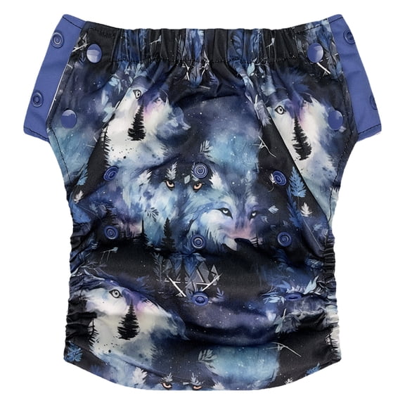 EcoAble Hybrid Cloth Diaper: Potty Training, Swim, Special Needs, PUL (Sz 3, Wolf)