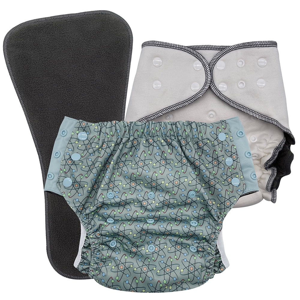 EcoAble Special Needs Kids' Incontinence Nighttime Diaper Set, Ages 6-16 (Atom, Junior 2)