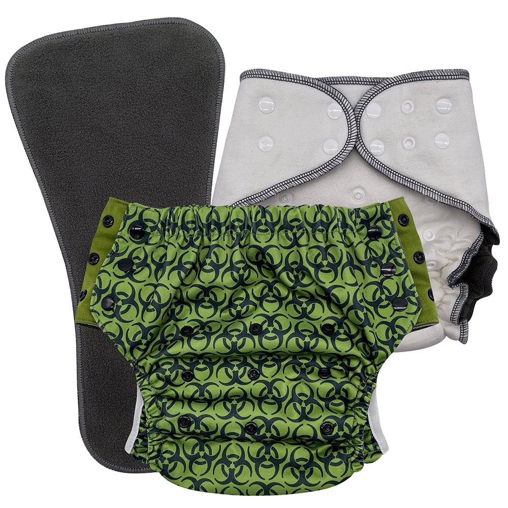 Reusable Cloth Incontinence Diaper for Kids 6–16, Overnight Absorbency, EcoAble, Junior 1, Bio
