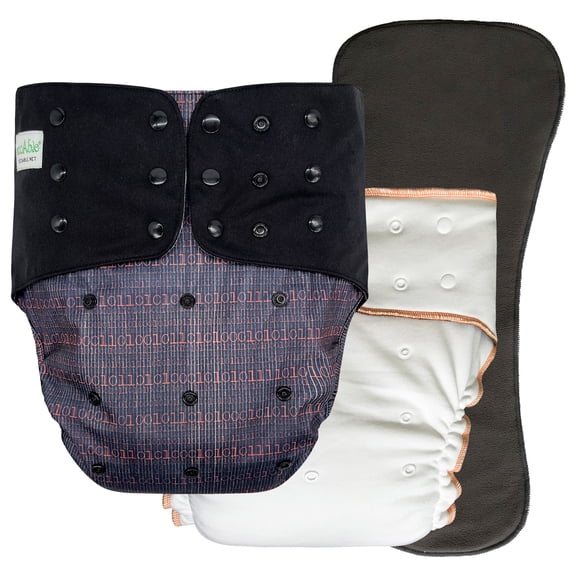 EcoAble Unisex Adult Nighttime Diaper Set - Day or Night Incontinence Protective Briefs (Small, Coder)