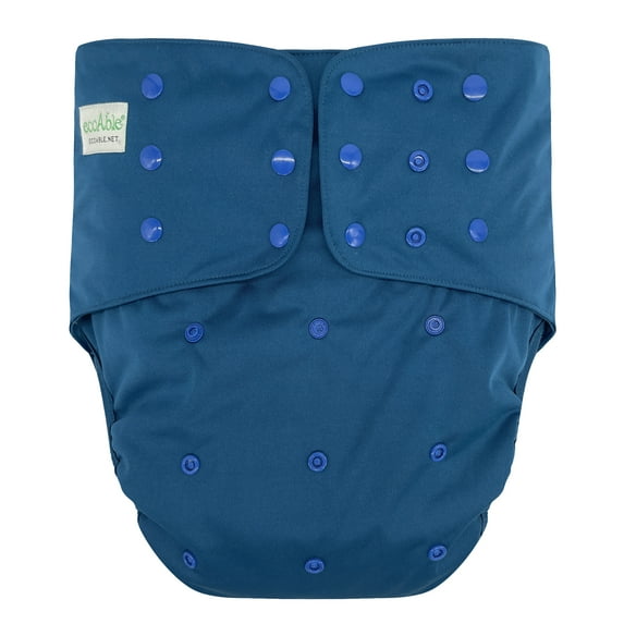 EcoAble Unisex Adult's Cloth Diaper Cover 2.0 - Reusable Incontinence Protective Briefs (Medium, Navy Blue)