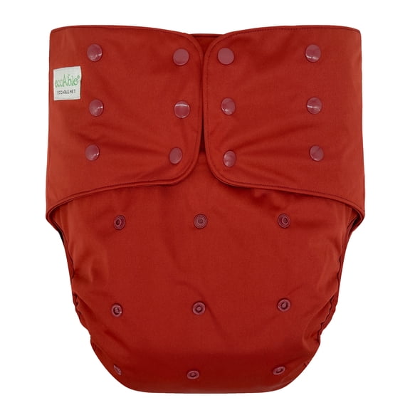 EcoAble Unisex Adult's Cloth Diaper Cover 2.0 - Reusable Incontinence Protective Briefs (Small, Deep Red)