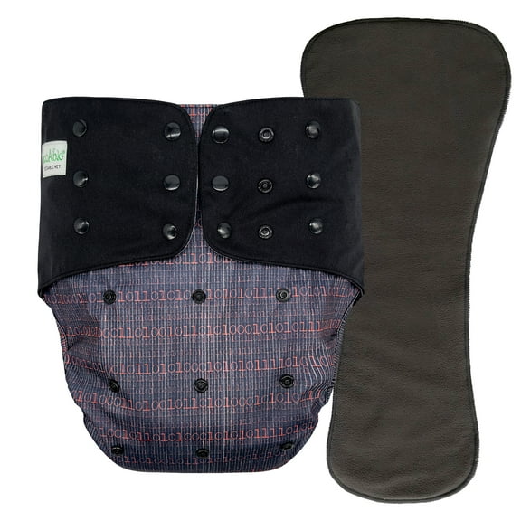 EcoAble Unisex Adult's Cloth Diaper Cover 2.0 - Reusable Incontinence Protective Briefs with Insert (Small, Coder)