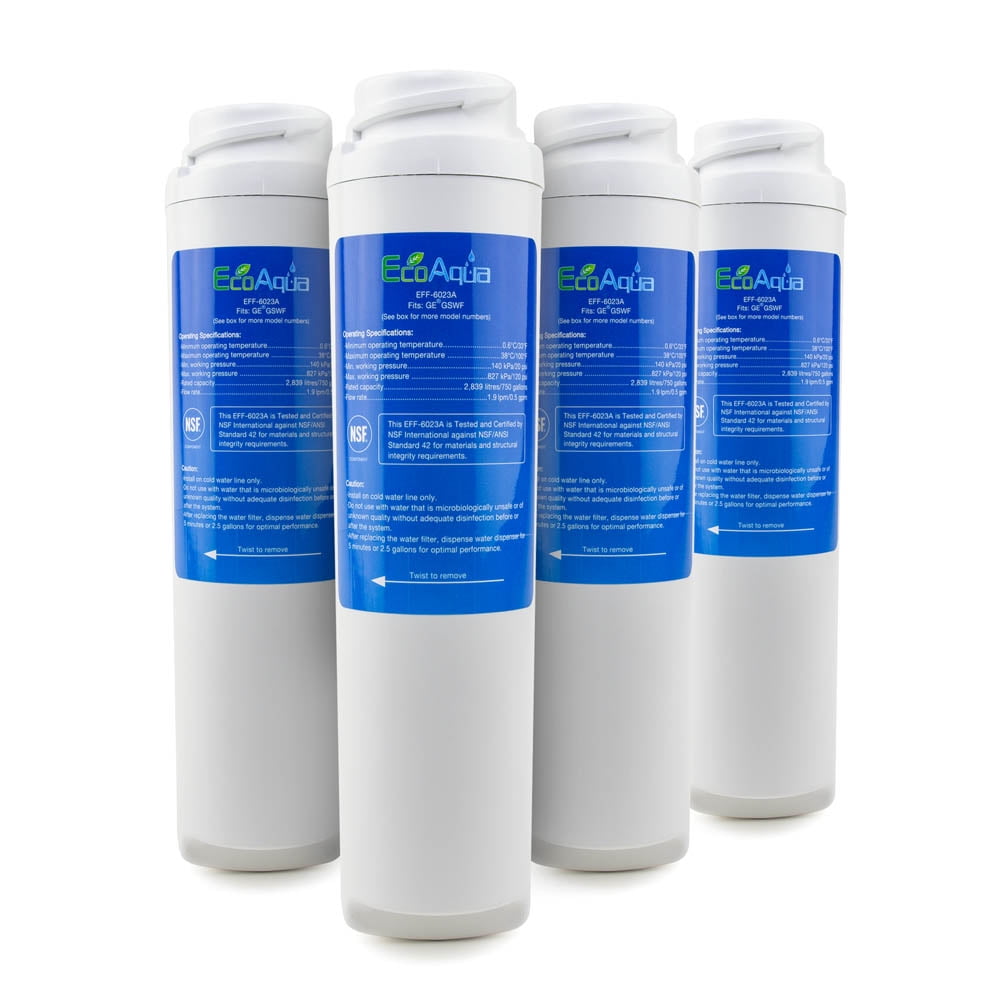 EcoAqua Replacement for GE FQSLF Under Sink Filter, 4Pack