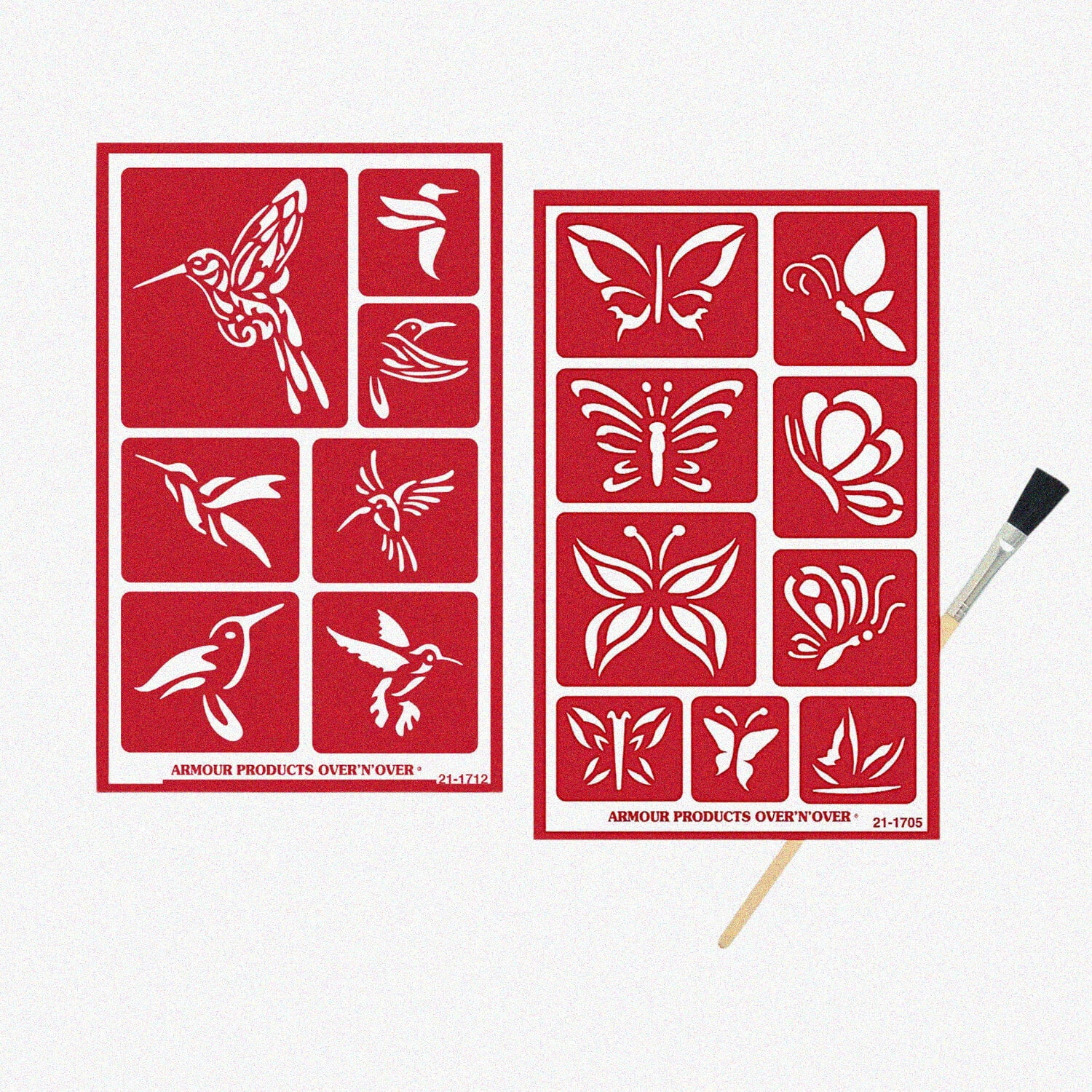 Over 'n' Over Reusable Self-Stick Etching Stencil For Glass (or Stamping) - Bundle Of Two Sets - Landscapes & Wild Animals Brand