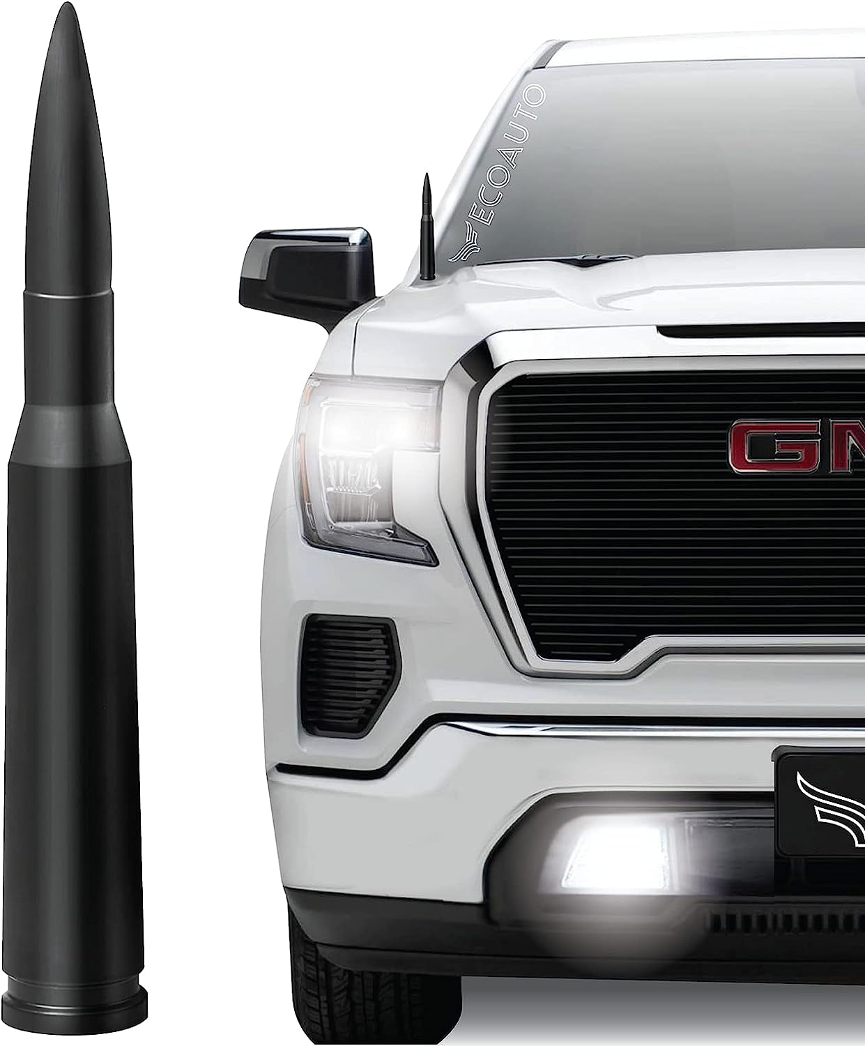EcoAuto Badass 50 Cal Bullet Antenna Replacement, for All Chevy & GMC Truck Model Years